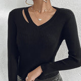 Ladies' Hollowed Out V-Neck Long Sleeve Knitted Cardigan – Sexy & Versatile