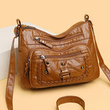 High-Grade Soft Leather Multi-Pocket Shoulder Bag