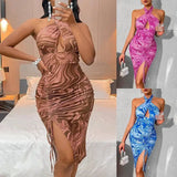 European And American Women's Open-ended Halterneck Dress-1