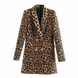 Stylish Leopard Print Blazer for Women-Leopard grain-1