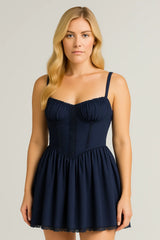 レースサスペンダードレス夏のファッションレースアップスリムウエスト