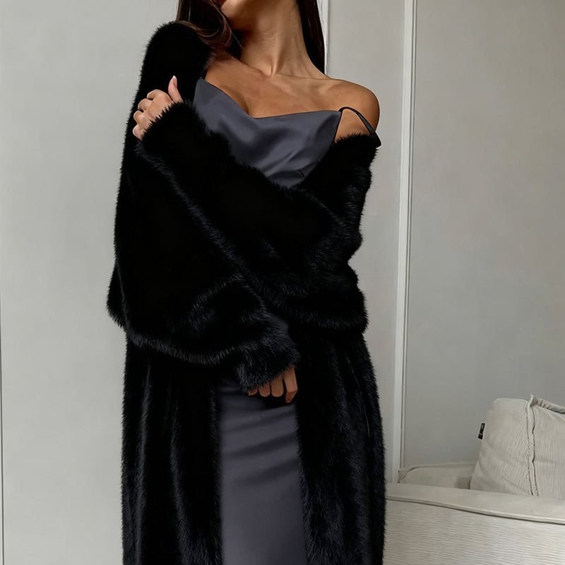 Furry Long Cardigan Duster Coat