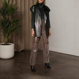 Faux Leather Vest with Belt