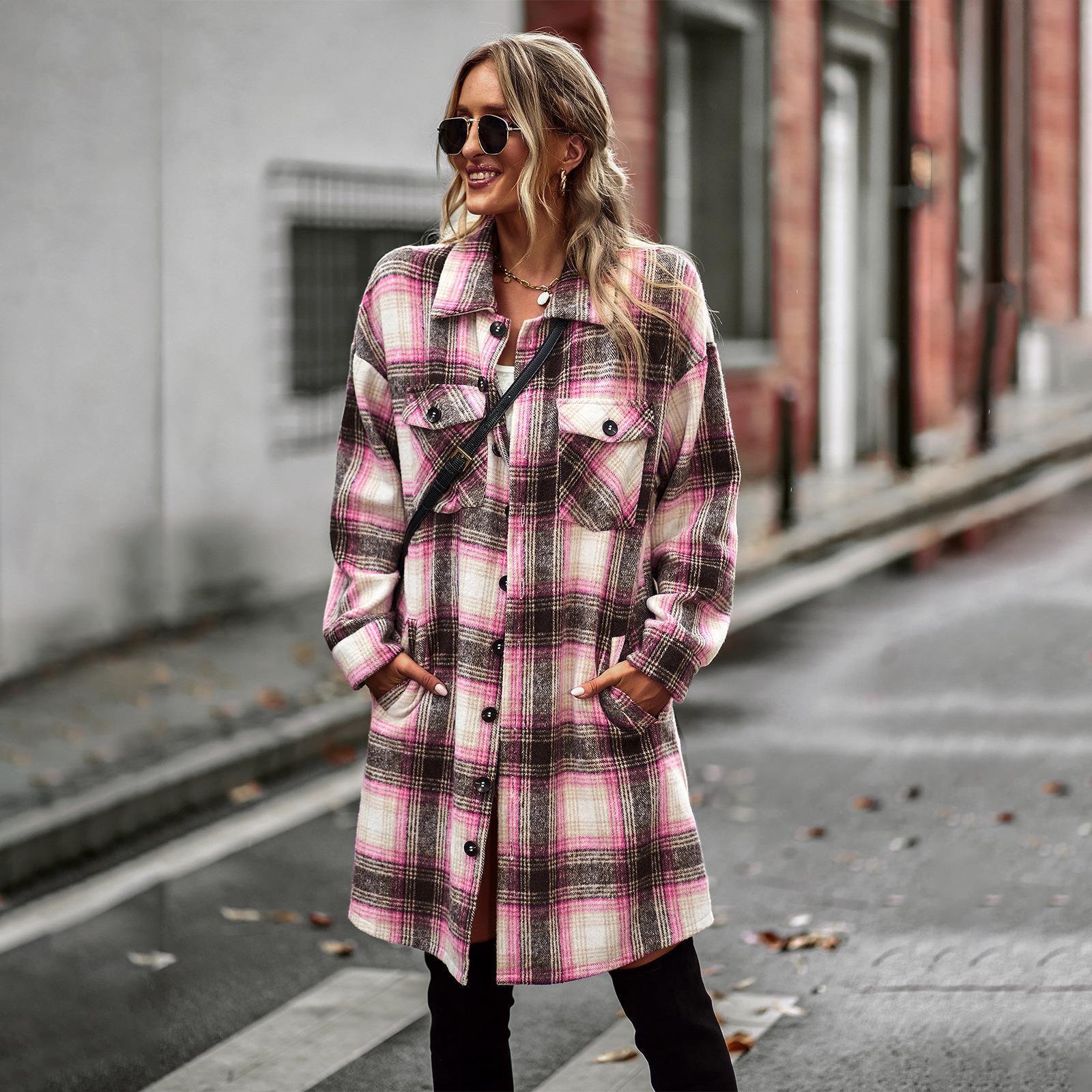 Chic Plaid Long Cardigan Coat