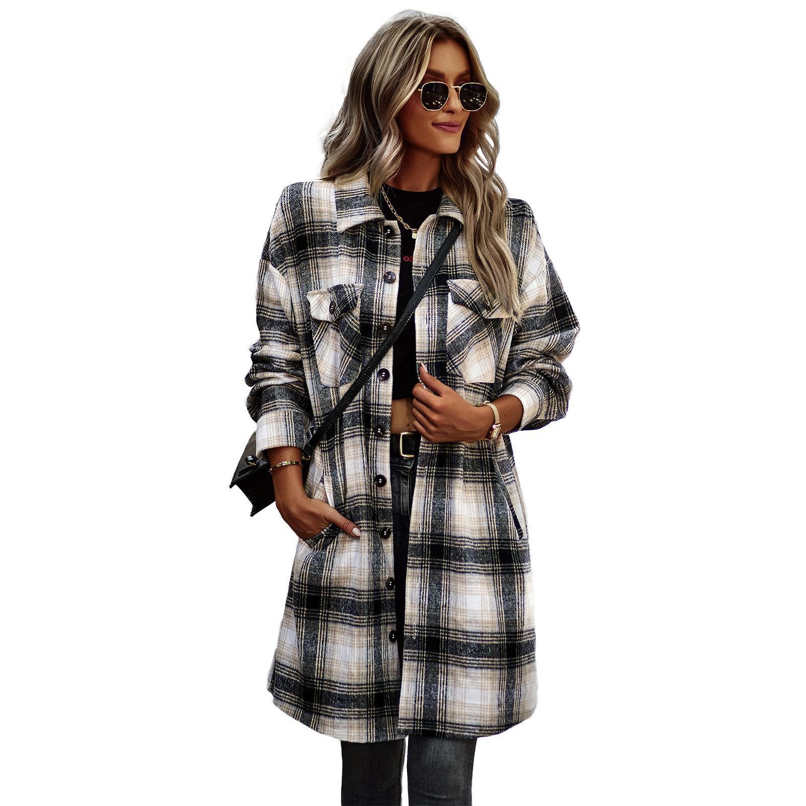Chic Plaid Long Cardigan Coat