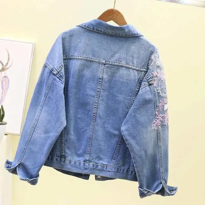 Floral Embroidered Denim Jacket for Women – A Touch of Elegance