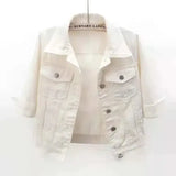 Classic Denim Jacket – Timeless and Versatile for All Seasons-White-5