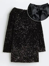 Elegant Sequin Dress with Statement Back Bow