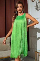 Sleeveless Round Neck Fringe Dress-3