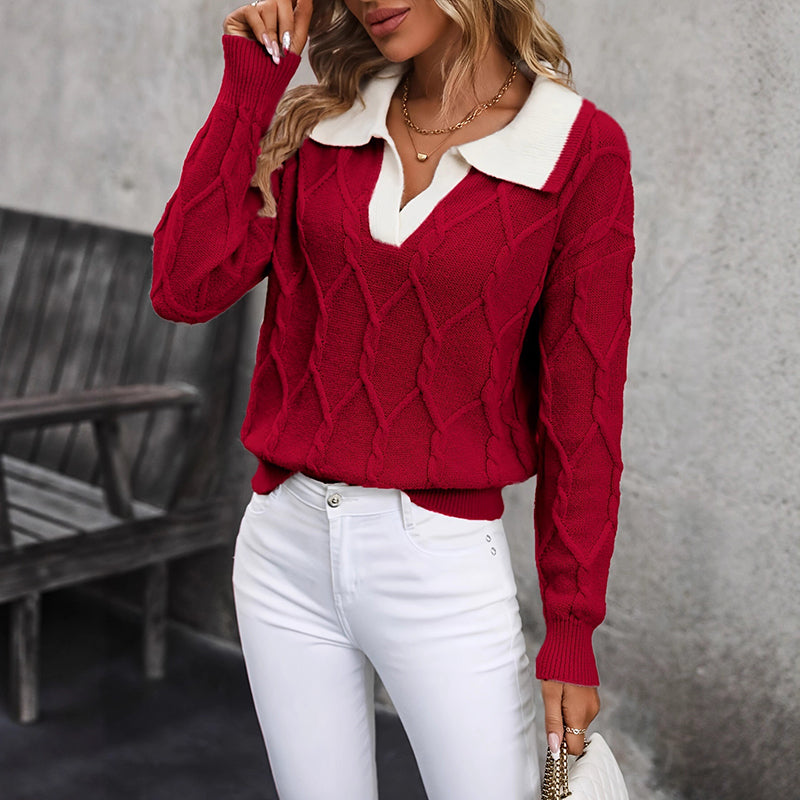 Color Block V-Neck Sweater