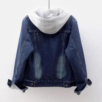 Fleece-Lined Denim Hoodie Jacket – Cozy and Casual Comfort