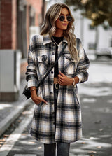Chic Plaid Long Cardigan Coat