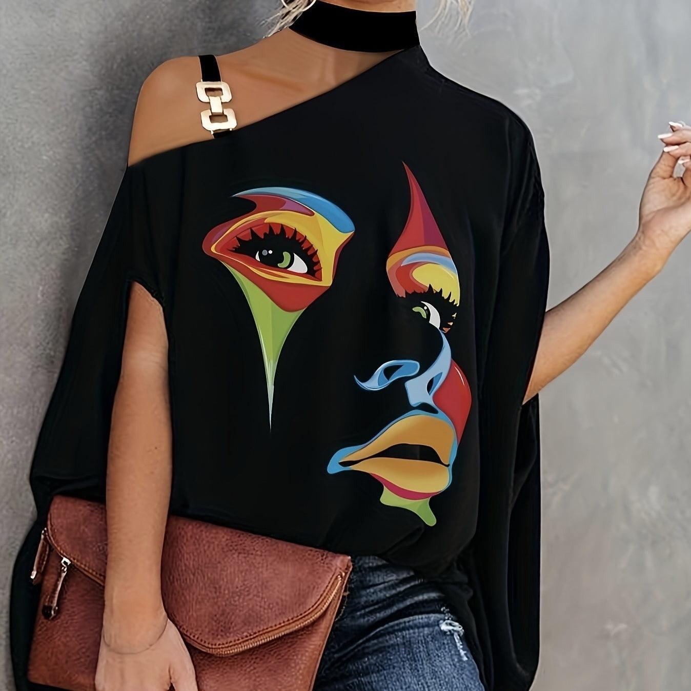 Abstract Face Print Top