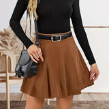 Suede-Look A-Line Mini Skirt