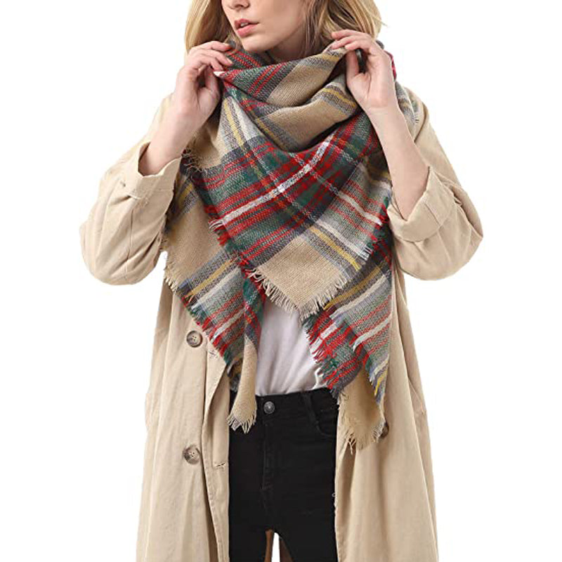 Plaid Cashmere-Feel Blanket Scarf