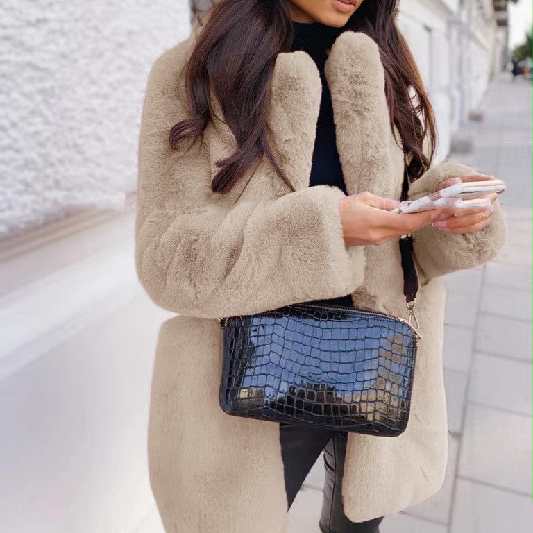 Chic Faux Fur Lapel Coat for Women