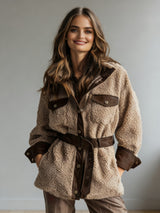 Vintage Lamb Fur PU Leather Jacket