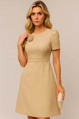 Chic Floral Accent A-Line Dress