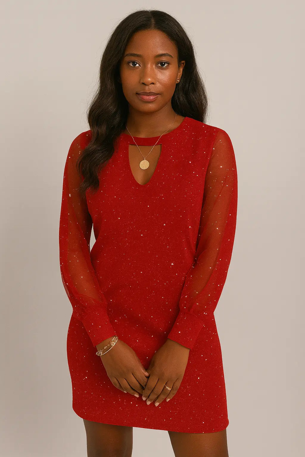 長袖Vネックワンピース春秋ニュースタイルレーススプライシングワンピースレディース服