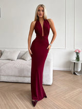 Red Halter Evening Gown Alma