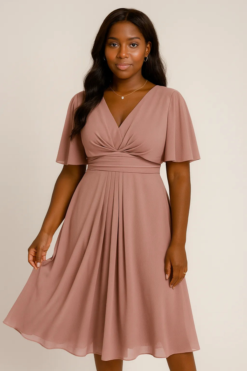 ファッションソリッドカラーとVネックウエストトリミングカジュアルラージ