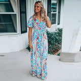 V-Neck Sleeve Floral Maxi Dress for Women