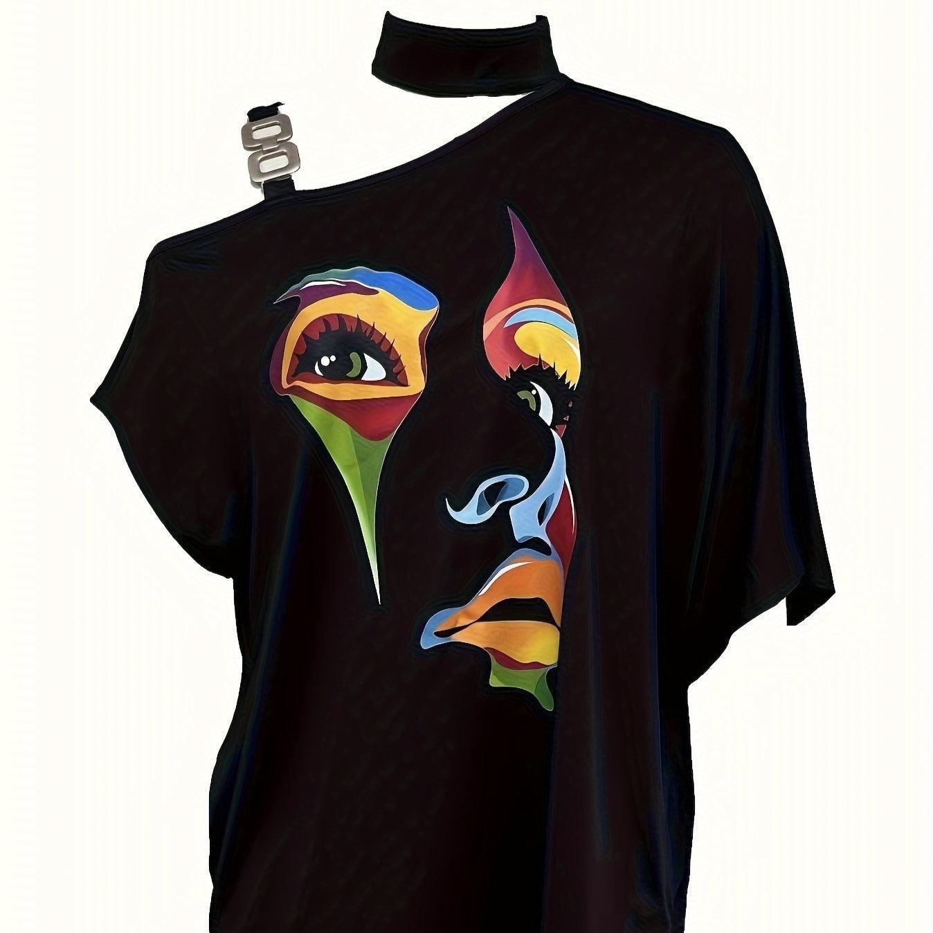 Abstract Face Print Top