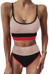 Color Block Spaghetti Strap Two-Piece Swim Set-Dust Storm-13