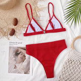 Spaghetti Strap Ribbed Bikini Set