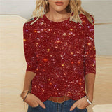Plus Size Sequin Half Sleeve Tee