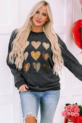 Heart Round Neck Dropped Shoulder Sweatshirt-1