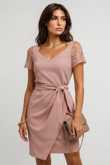 女性エレガントレースハーフスリーブ