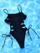 Cutout Lace-Up Spaghetti Strap One-Piece Swimsuit-4