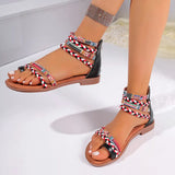 Ethnic Colorful Stitching Large-Size Flat Sandals