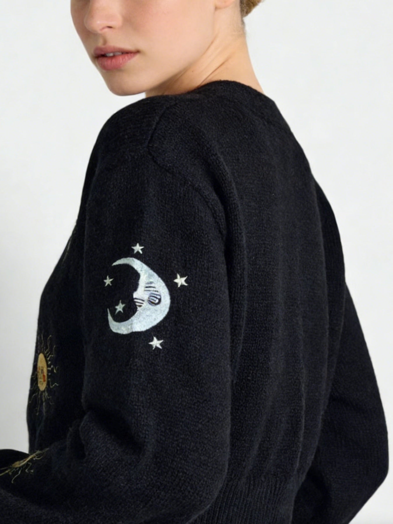 Sun & Moon Embroidered Cardigan