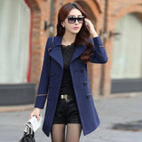 19 Autumn And Winter Korean Style Coat Double-breasted-Navy Blue-5