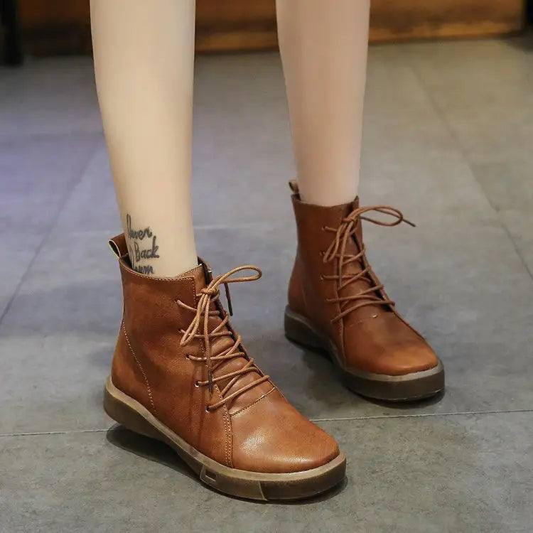 autumn and winter new cashmere shoes Martin boots women-Brown-4