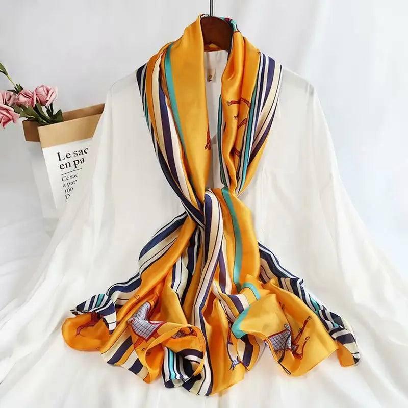 All-in-one Sunscreen Shawl Travel Silk Scarf Women's Beach-15