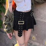 American Heavy Industry Design Pleated Skirt Japanese Buckle-2