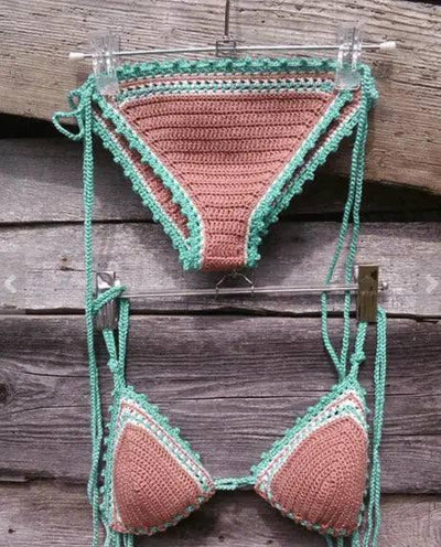 Bikini swimsuit knit woven suit split swimsuit-2