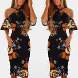 Bodycon Dress Halter Off Shoulder Robe Elegant Summer-3