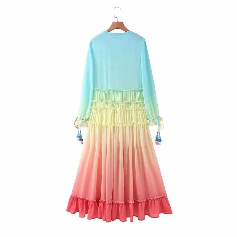 Gradient Multicolor Summer Dress - A Romantic Boho Beach Delight-6