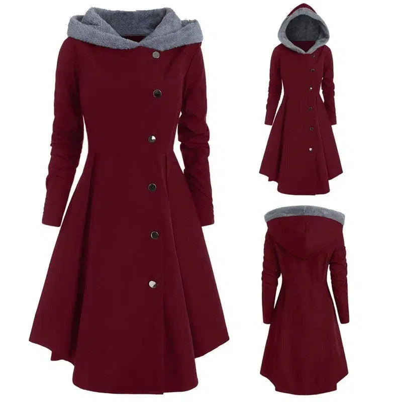 Bombshell Christmas Trench Women's Long Hooded Coat Woman-7