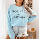 Born To Be Genuine Goods Printed Cartoon Pullover-Light Blue-1