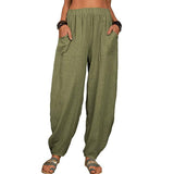 Casual Loose Harem Pants Summer Fashion Solid Color Pockets Navy Blue / 5XL-Army Green-5