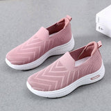 Casual Shoes Sock Slip On Flat Shoes For Women Sneakers Casual Soft Sole Walking Sports Shoe-Pink-13