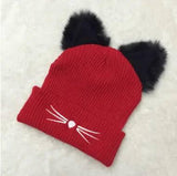 Cat Ear Fur Hat-Red-2