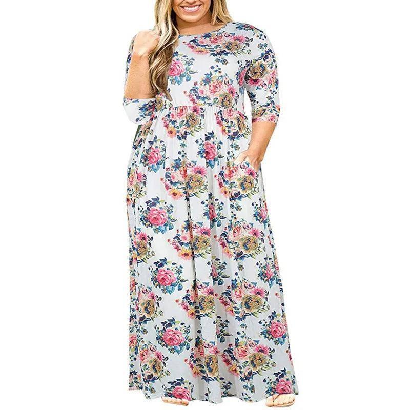 Chic Floral Maxi Dress for Summer Elegance-WHITE-11