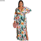 Chic Plus-Size Animal Print Maxi Dress for Women-SKY BLUE-3