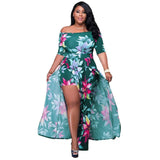 Plus Size XL-5XL Summer Long Maxi Dress Women Short Sleeve Floral Print Night Club Party Bandage Street Dresses Vestidos GL5005-4